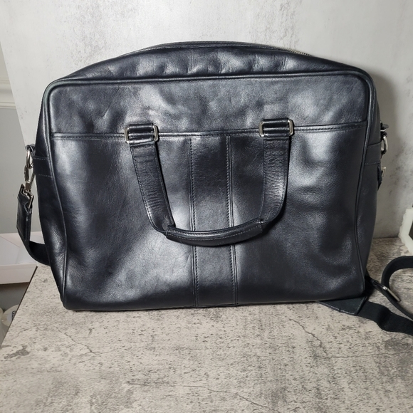 COACH Unisex Bag 70181 HUDSON COMMUTER C Briefcase Shoulder Bag Black Leather - Picture 3 of 6